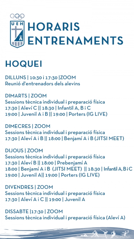 HORARIS ENTRENAMENTS UEH