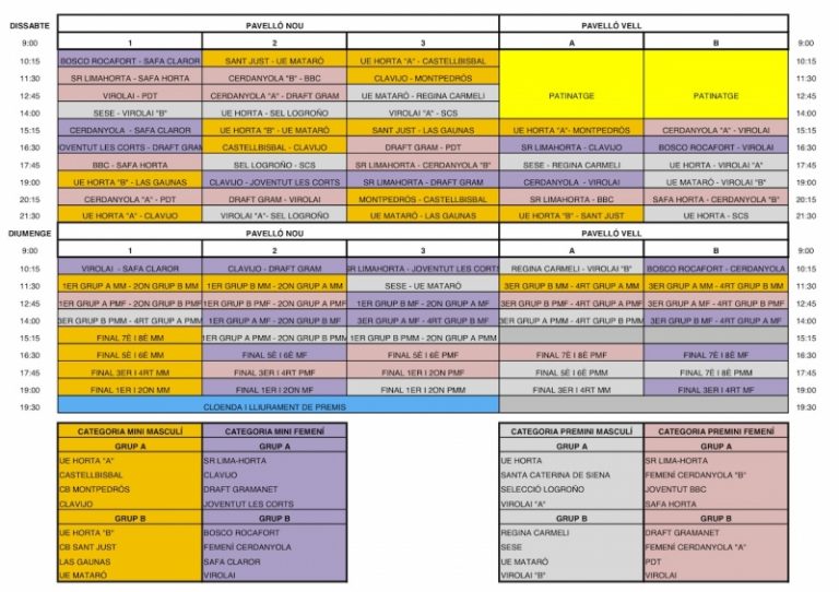 Calendari de partits XVIIIè Torneig Vila d’Horta