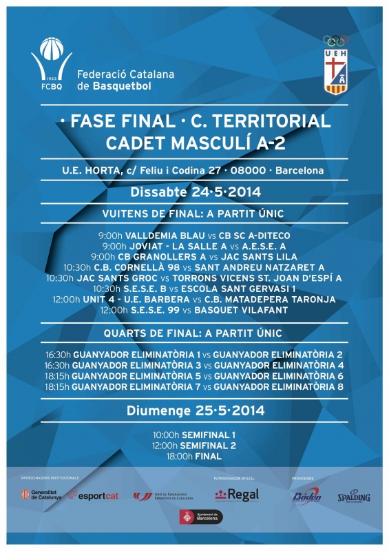 La U.E. d’Horta, co-organitzador de la final del Campionat Territorial de Barcelona Cadet masculí A-2