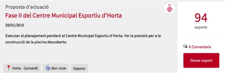 Decidim a Horta!! Fase II del Centre Municipal Esportiu d’Horta – Dóna’ns el teu suport !!!