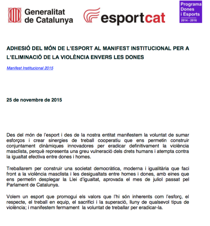 La UE d’Horta s’adhereix al Moviment per a l’eliminació de la violència envers les dones