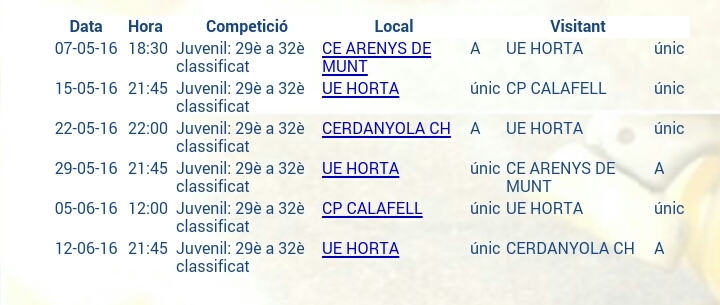 Grup i Calendari Juvenils
