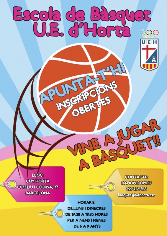 Vine a jugar i divertir-te a l’Escola de Bàsquet de la U.E. d’Horta