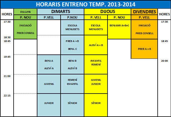 Horaris de Hoquei 2013-2014