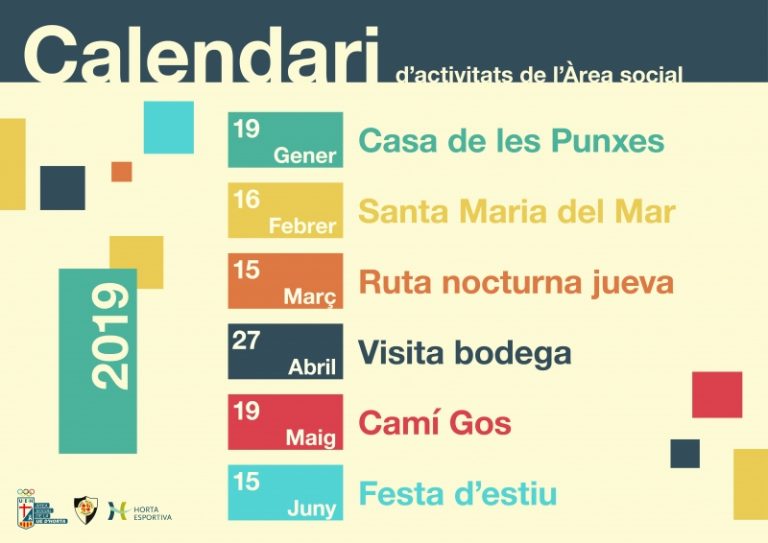 Calendari d’activitats de l’Àrea Social