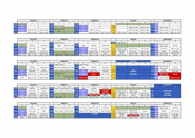 Calendari pretemporada 2014-2015 de la Secció de Bàsquet