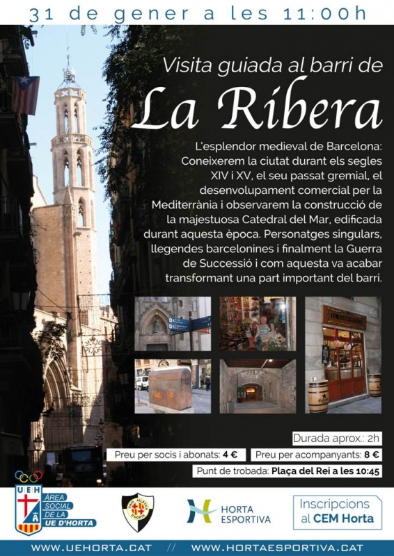 El proper 31 de gener, visita guiada al barri de La Ribera