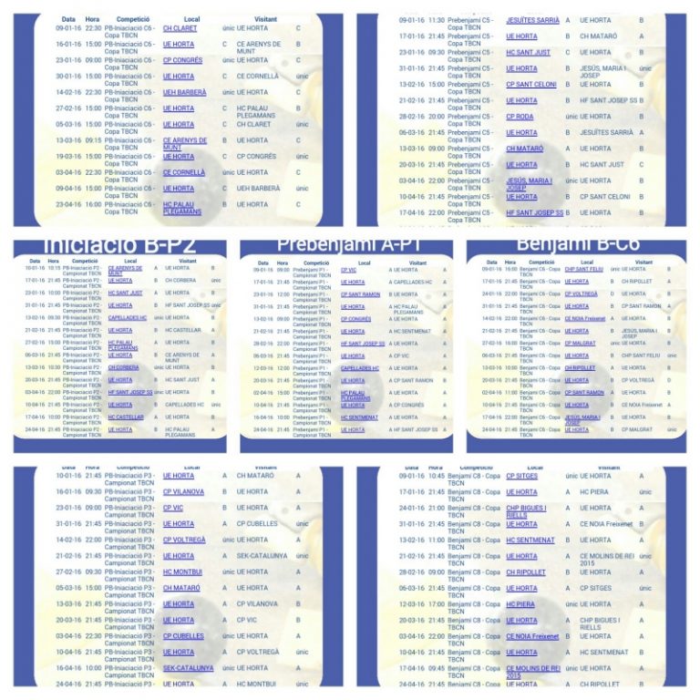 Calendari de la Segona Fase de Territorial de Barcelona