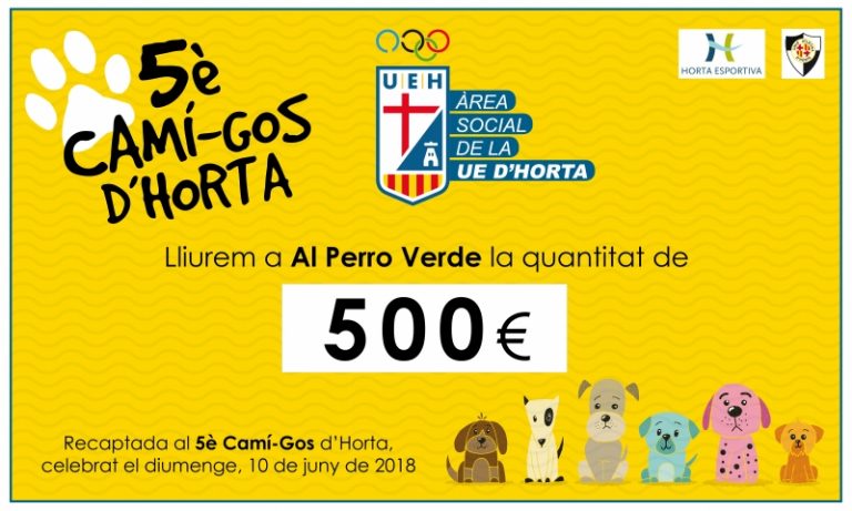 Lliurat el xec amb la recaptació del 5è Camí-Gos a Al Perro Verde